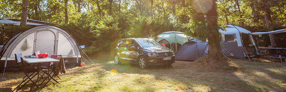Camping pitches for tents on Le Chêne Vert campsite, Tarn